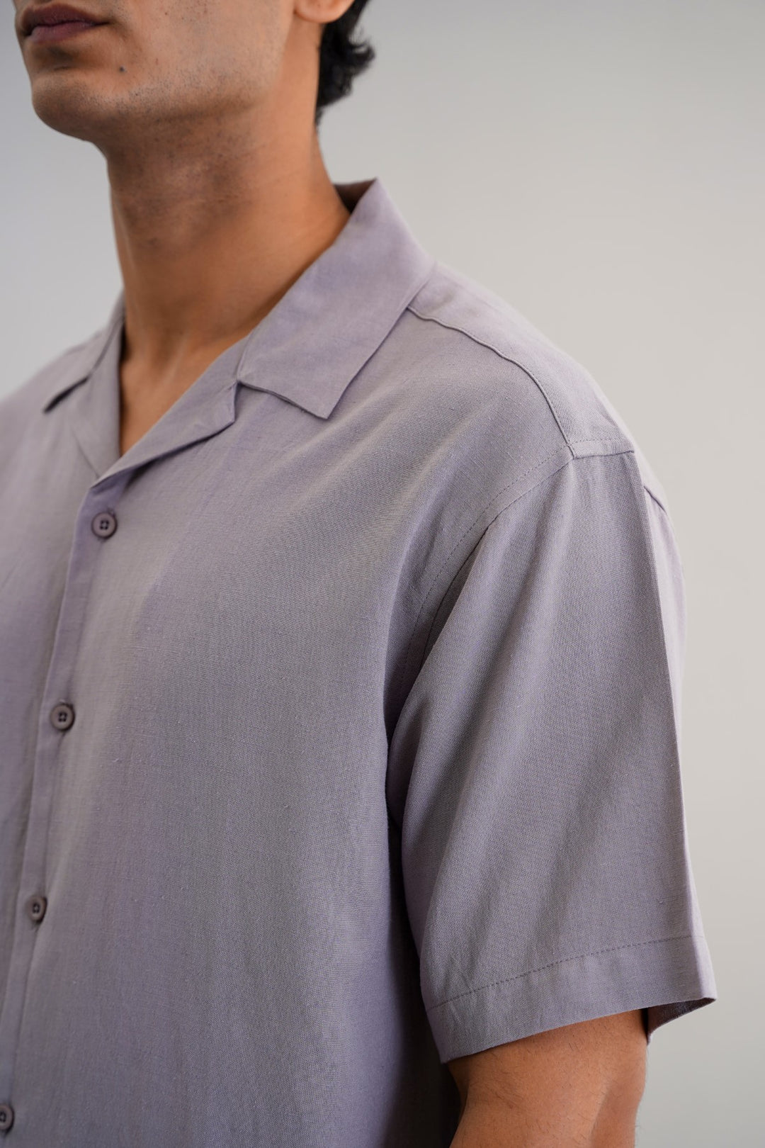 LIGHT GREY RELAXED SAFARI SHIRT