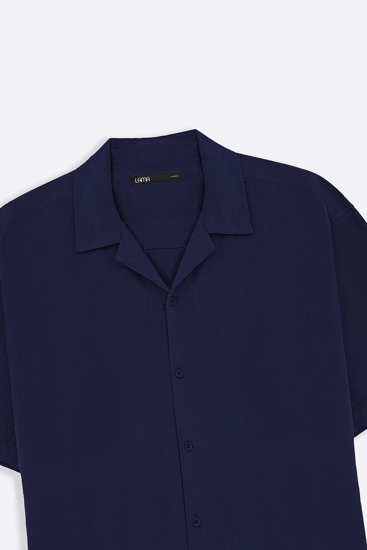 NAVY RELAXED SAFARI SHIRT