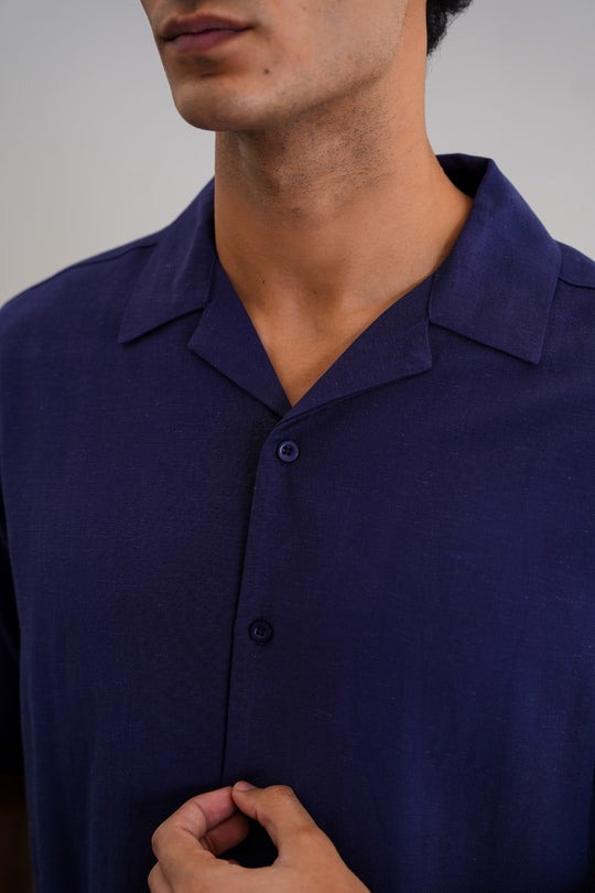 NAVY RELAXED SAFARI SHIRT