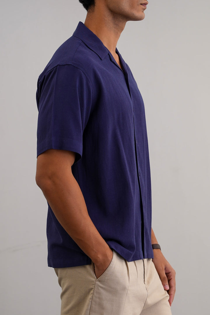 NAVY RELAXED SAFARI SHIRT