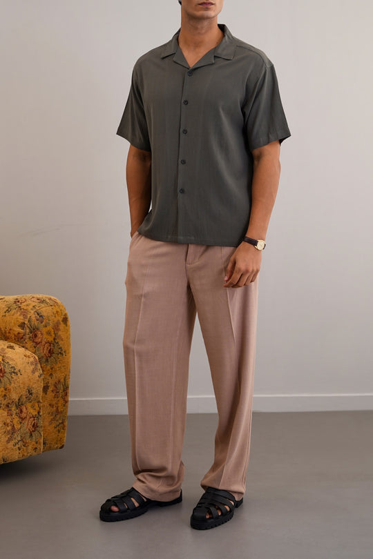 OLIVE RELAXED SAFARI SHIRT