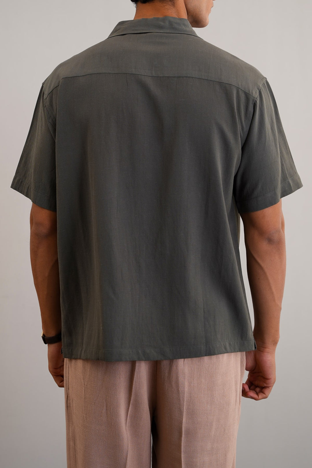 OLIVE RELAXED SAFARI SHIRT