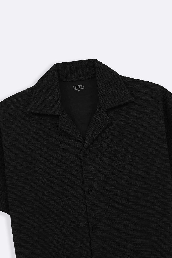BLACK BOUCLE SAFARI SHIRT