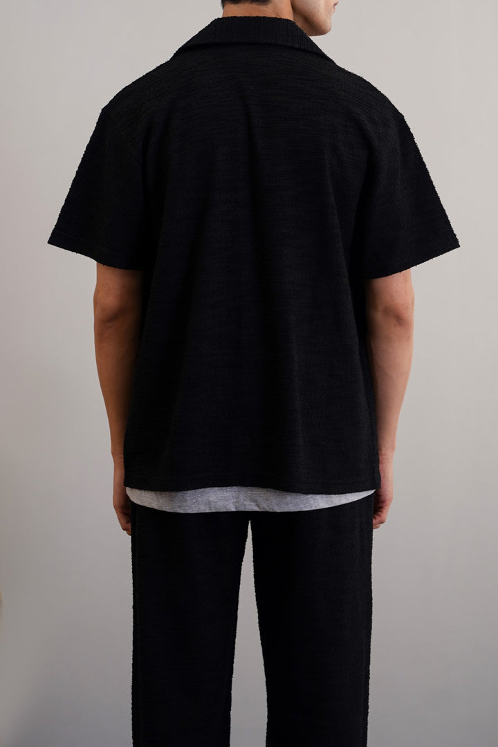 BLACK BOUCLE SAFARI SHIRT