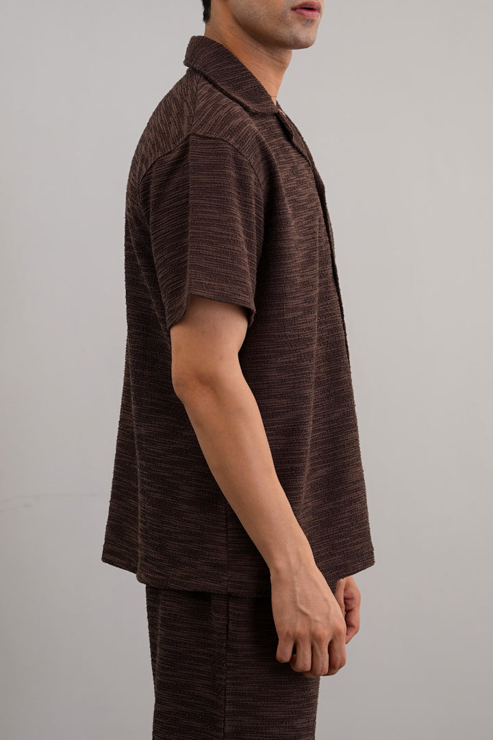 DARK BROWN BOUCLE SAFARI SHIRT
