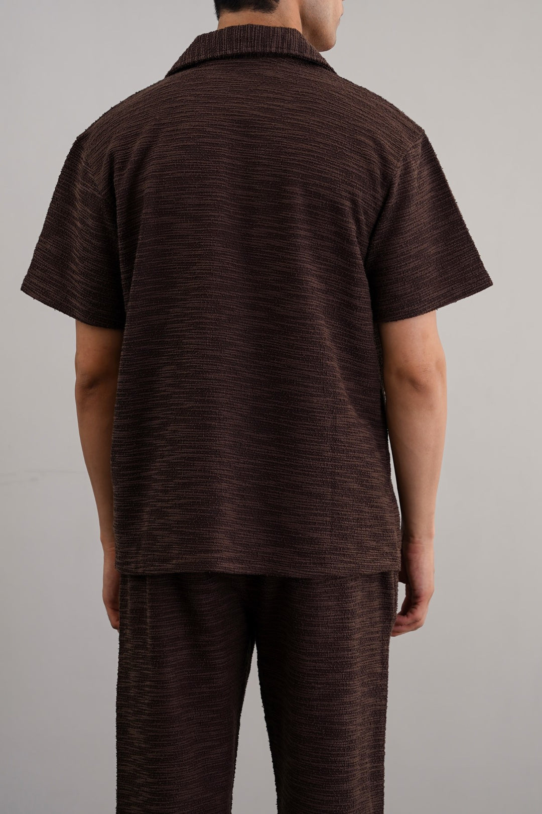 DARK BROWN BOUCLE SAFARI SHIRT