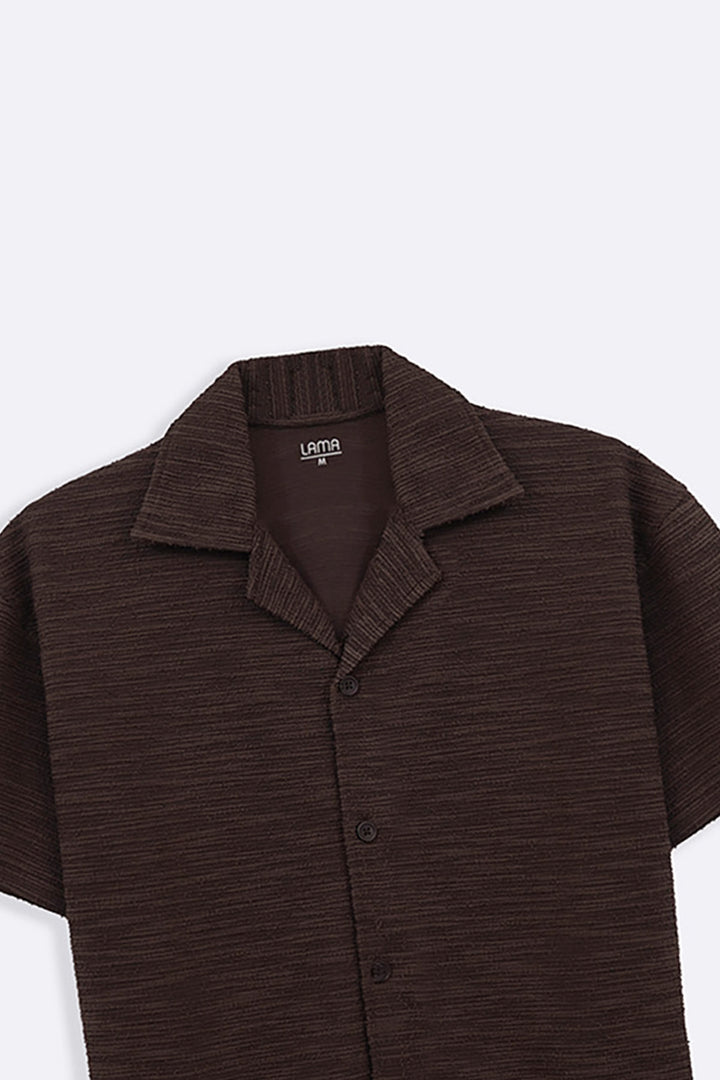 DARK BROWN BOUCLE SAFARI SHIRT