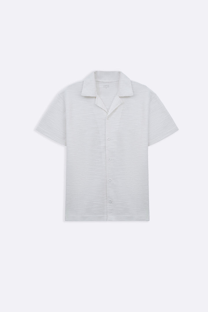 WHITE BOUCLE SAFARI SHIRT