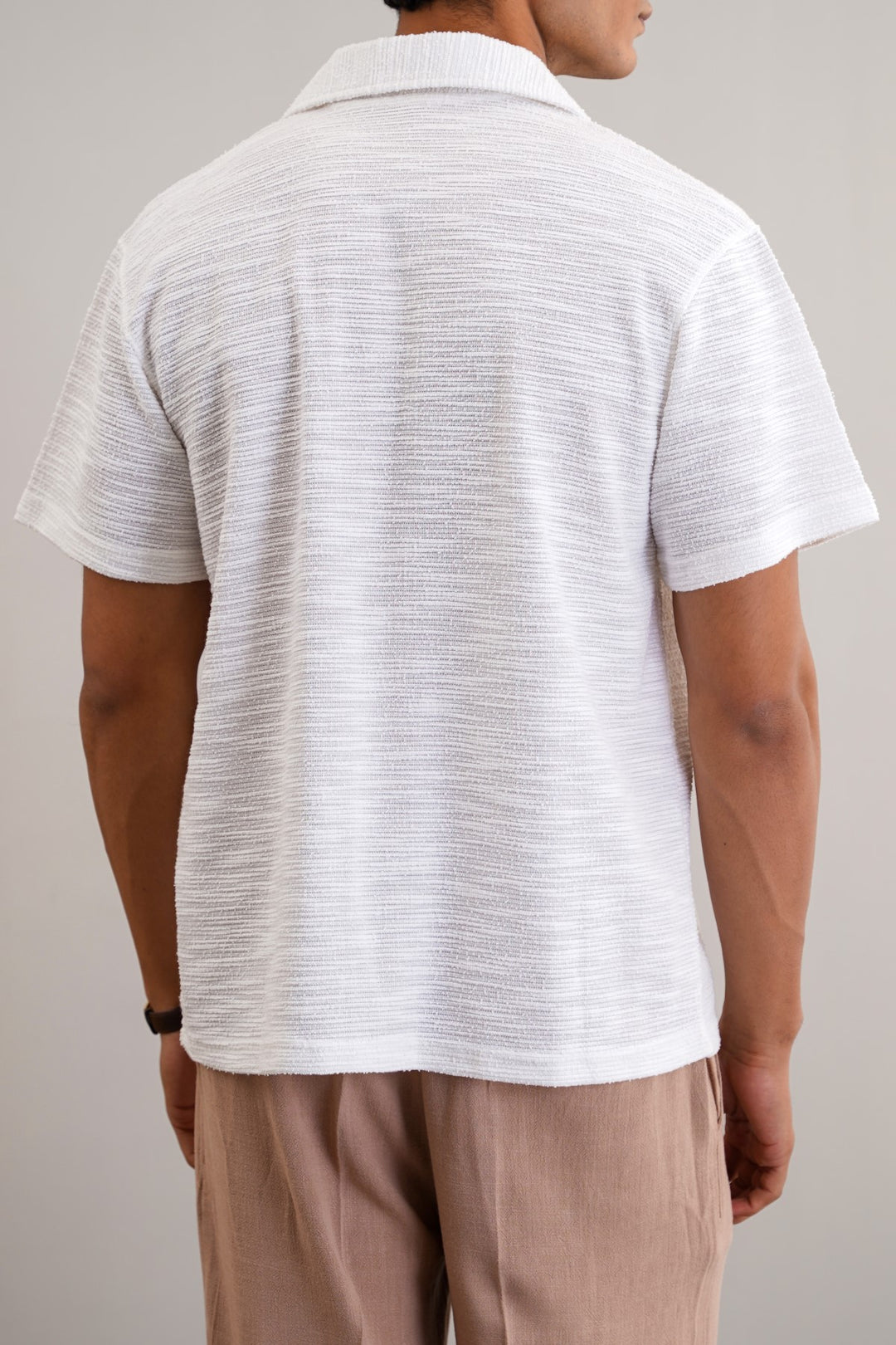 WHITE BOUCLE SAFARI SHIRT