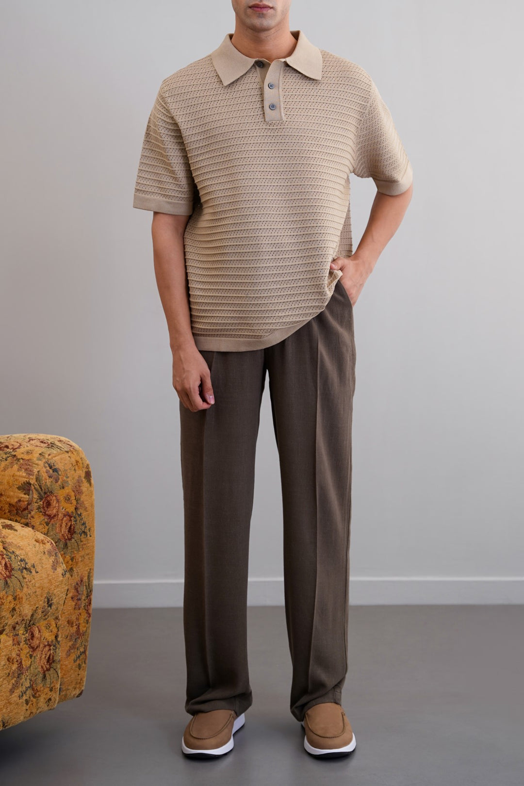 KNITTED MESH POLO