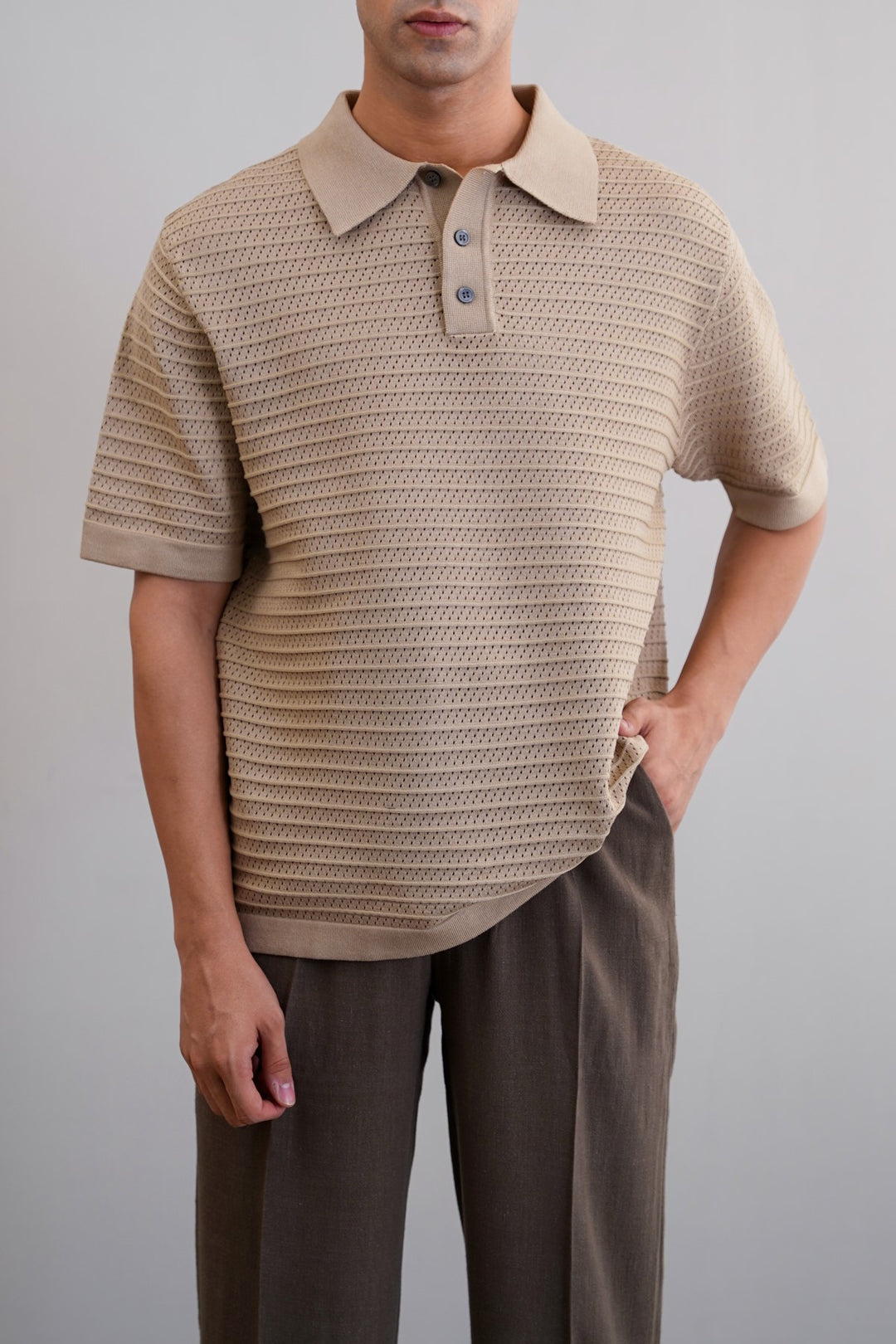 KNITTED MESH POLO
