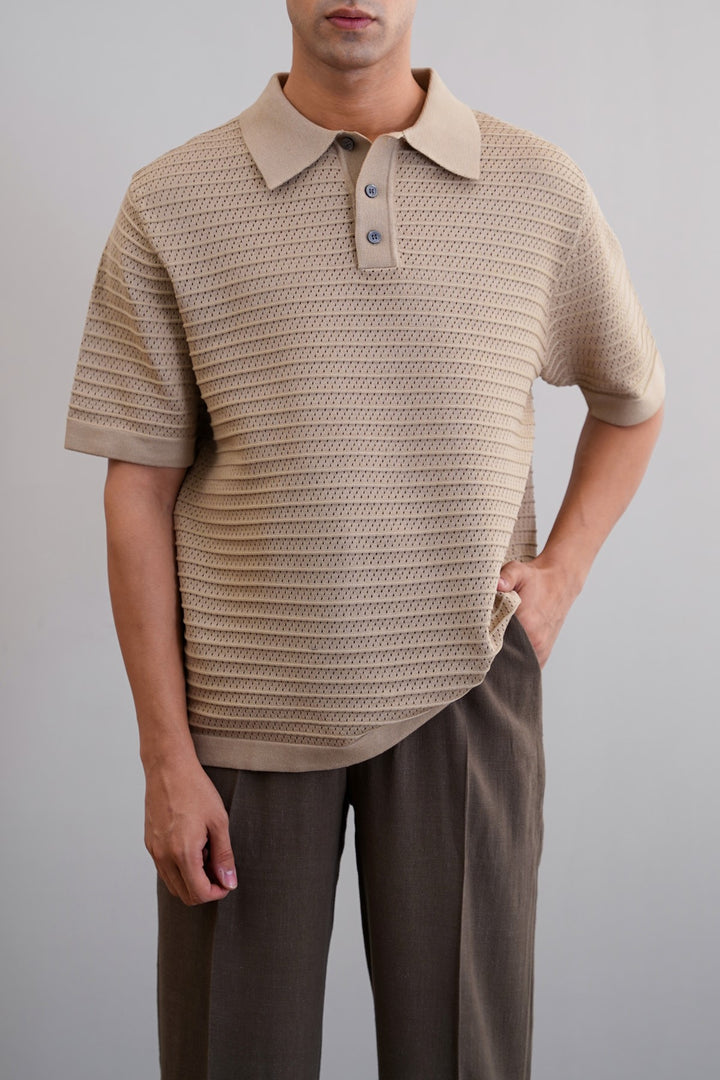 KNITTED MESH POLO