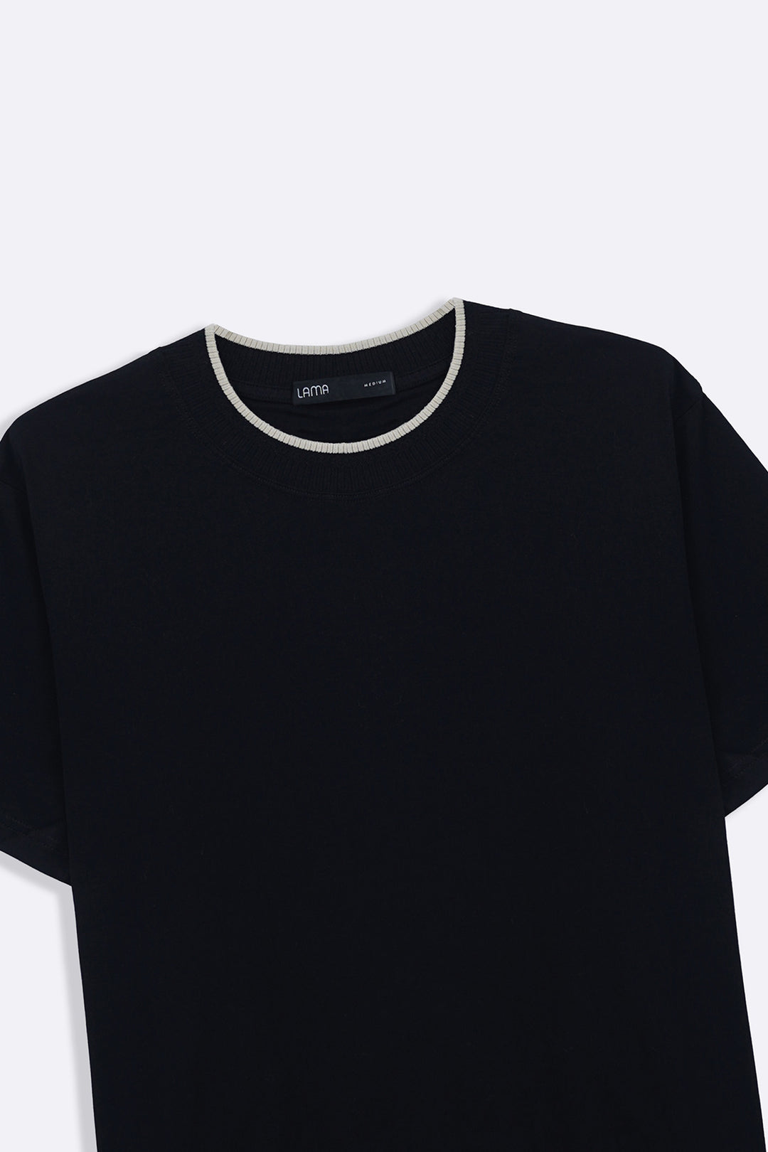 BLACK JACQUARD RIB TEE