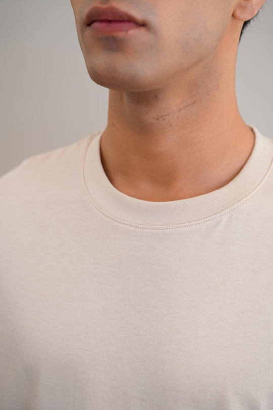 BEIGE CLASSIC COTTON TEE