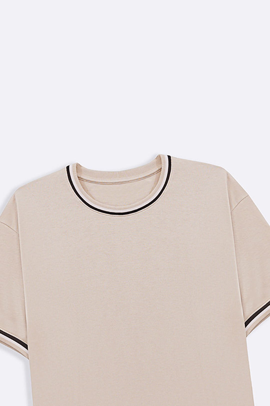 BEIGE TIPPED ACCENT TEE