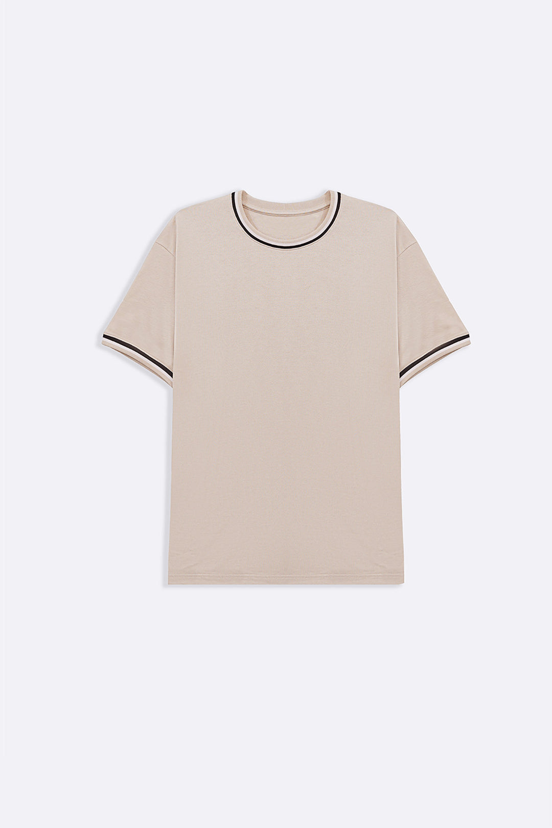 BEIGE TIPPED ACCENT TEE