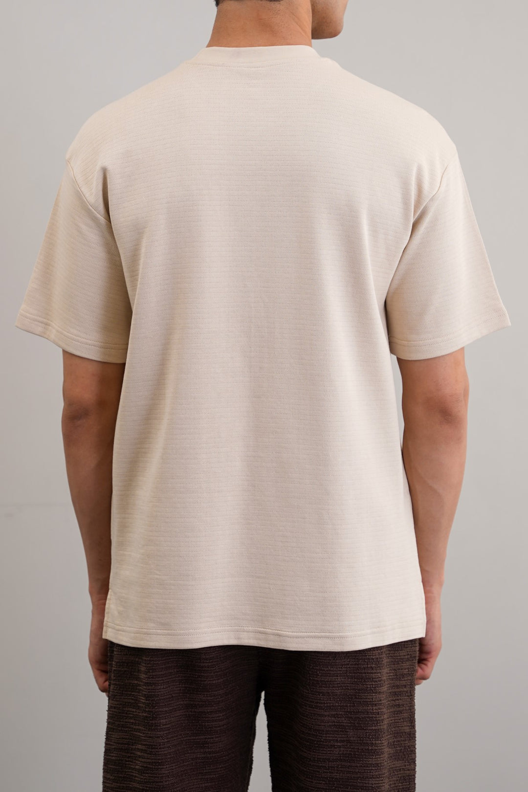 BEIGE JACQUARD COTTON CLASSIC TEE