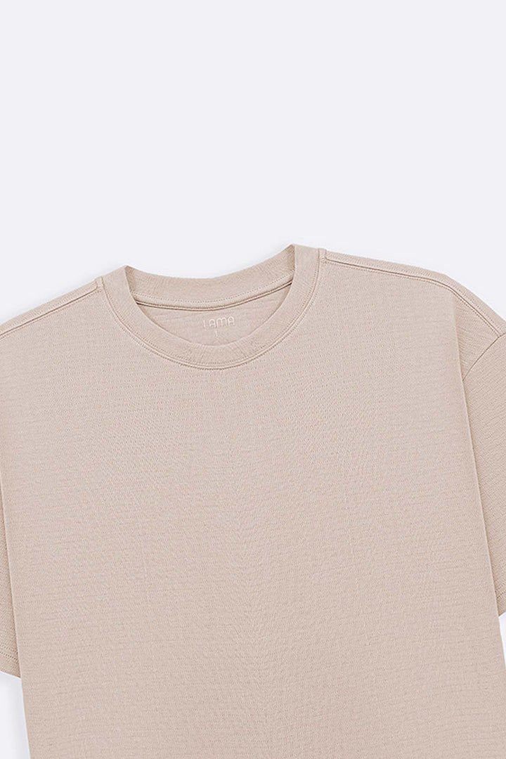 BEIGE JACQUARD COTTON CLASSIC TEE