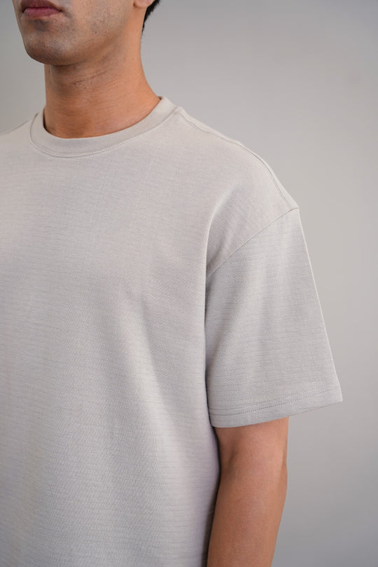 GREY JACQUARD COTTON CLASSIC TEE