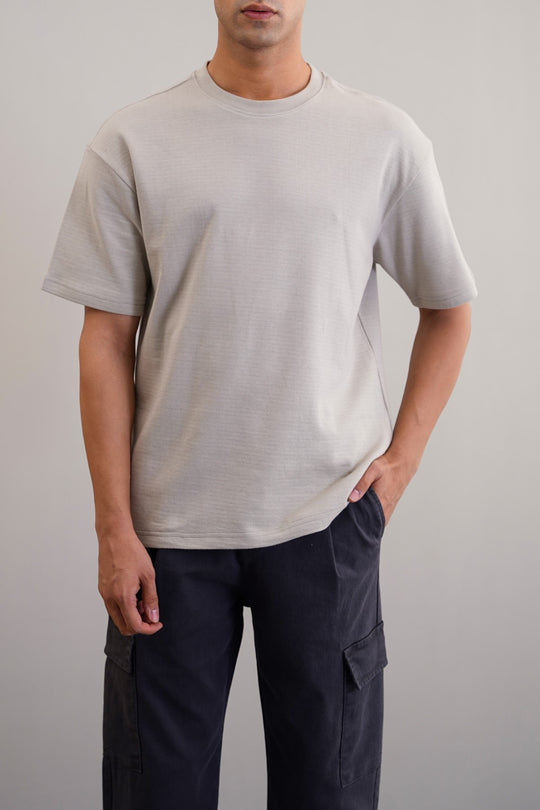 GREY JACQUARD COTTON CLASSIC TEE
