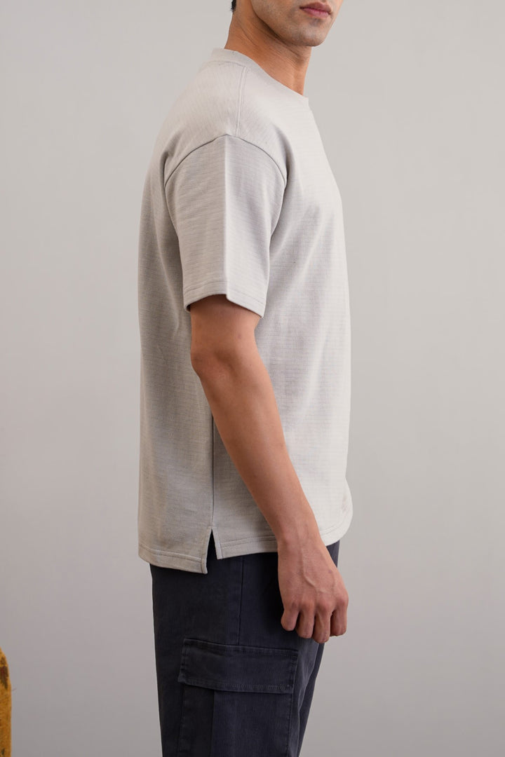 GREY JACQUARD COTTON CLASSIC TEE