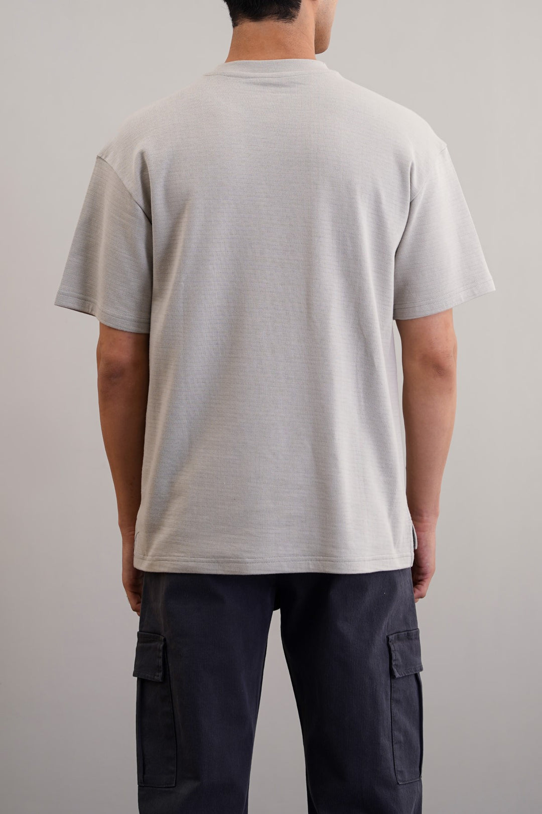 GREY JACQUARD COTTON CLASSIC TEE