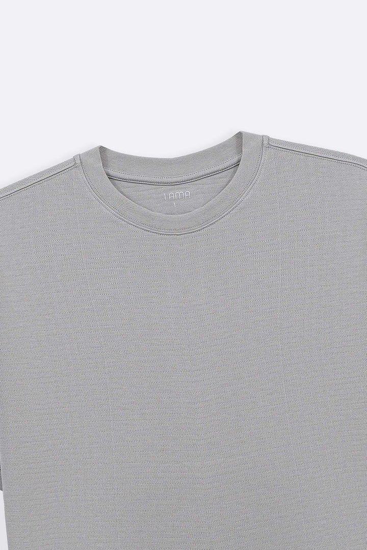 GREY JACQUARD COTTON CLASSIC TEE