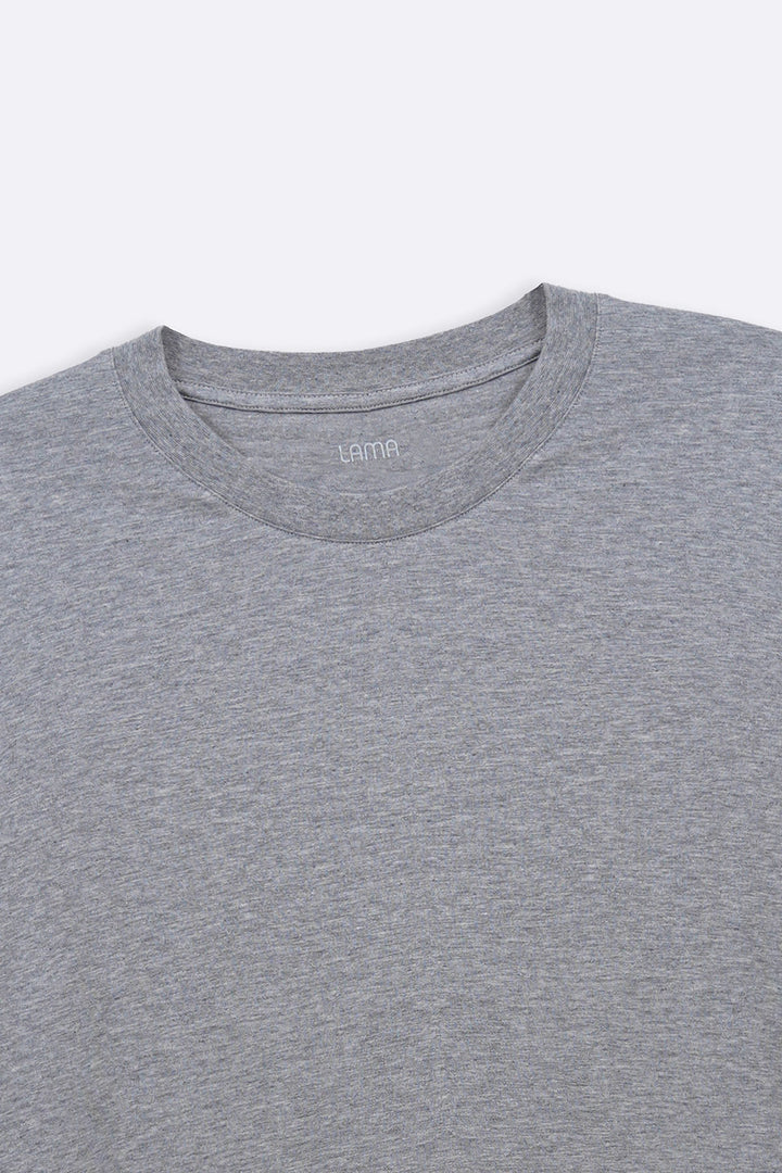 MELANGE GREY BASIC COTTON TEE