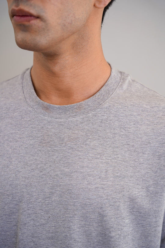 MELANGE GREY BASIC COTTON TEE