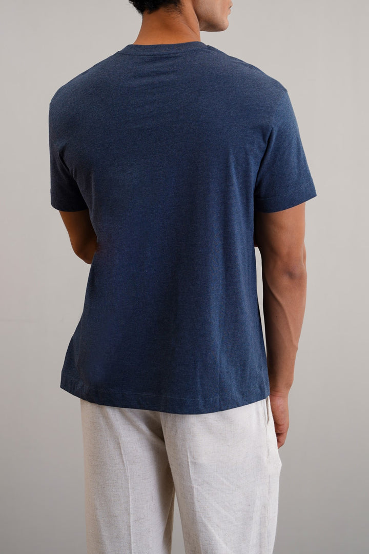 MELANGE NAVY BASIC COTTON TEE