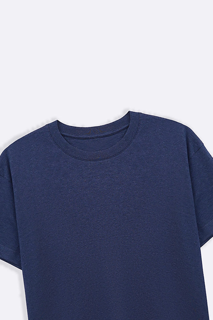 MELANGE NAVY BASIC COTTON TEE
