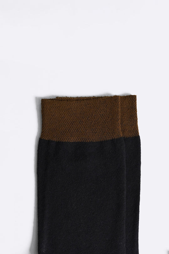 BROWN CREW LENGTH SOCKS WITH STRIPE