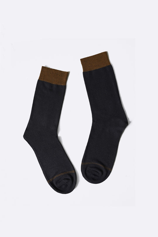 BROWN CREW LENGTH SOCKS WITH STRIPE