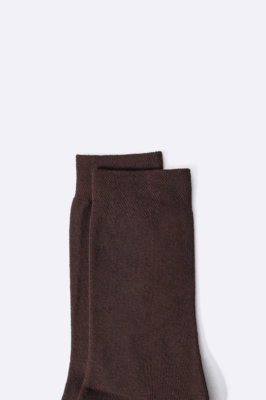 DARK BROWN CREW LENGTH COTTON SOCKS