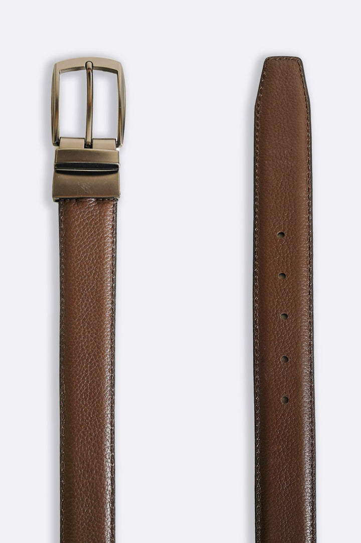 DARK BROWN LEATHER REVERSIBLE BELT