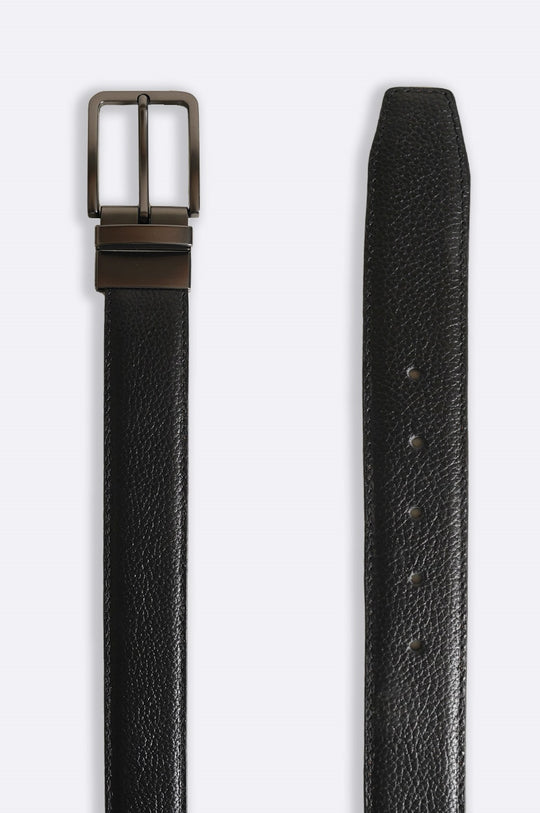 BLACK LEATHER REVERSIBLE BELT