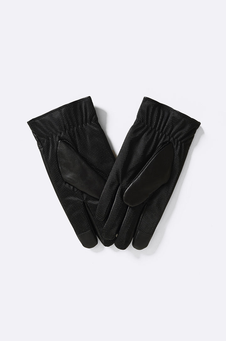 BLACK GLOVE FAUX LEATHER GLOVES