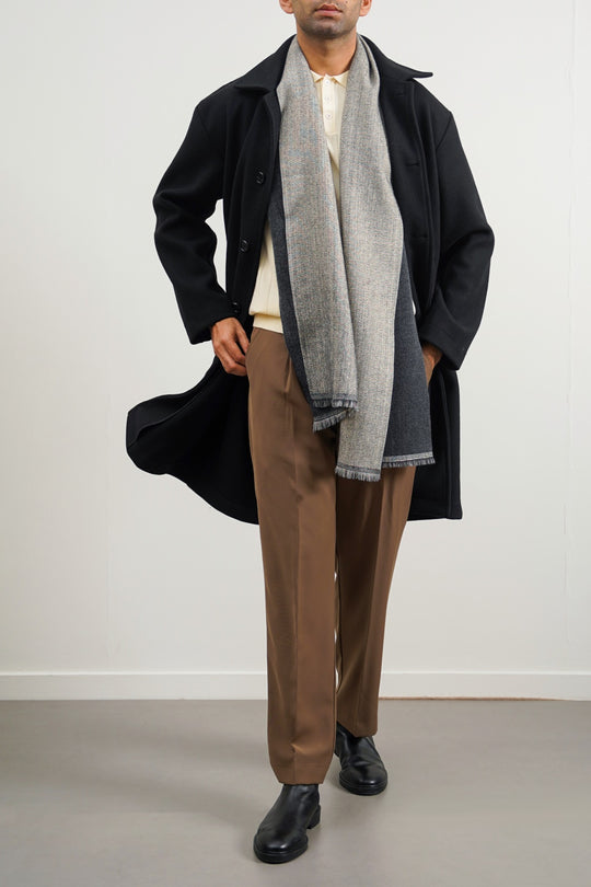 CHARCOAL PLUSH REVERSIBLE SCARF