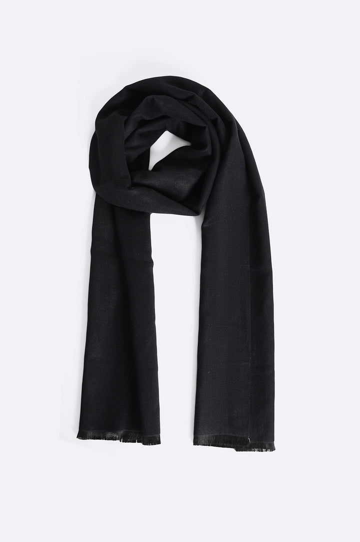 BLACK PLUSH NARROW SCARF