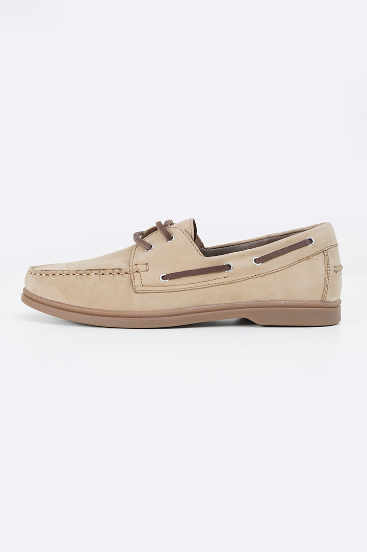 TAUPE LEATHER BOAT SHOES