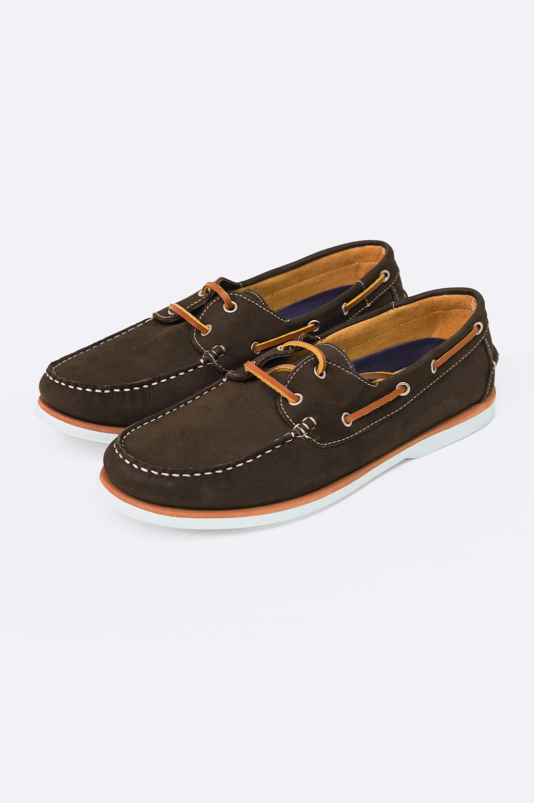 DARK BROWN TUMBLED LEATHER BOAT SHOES