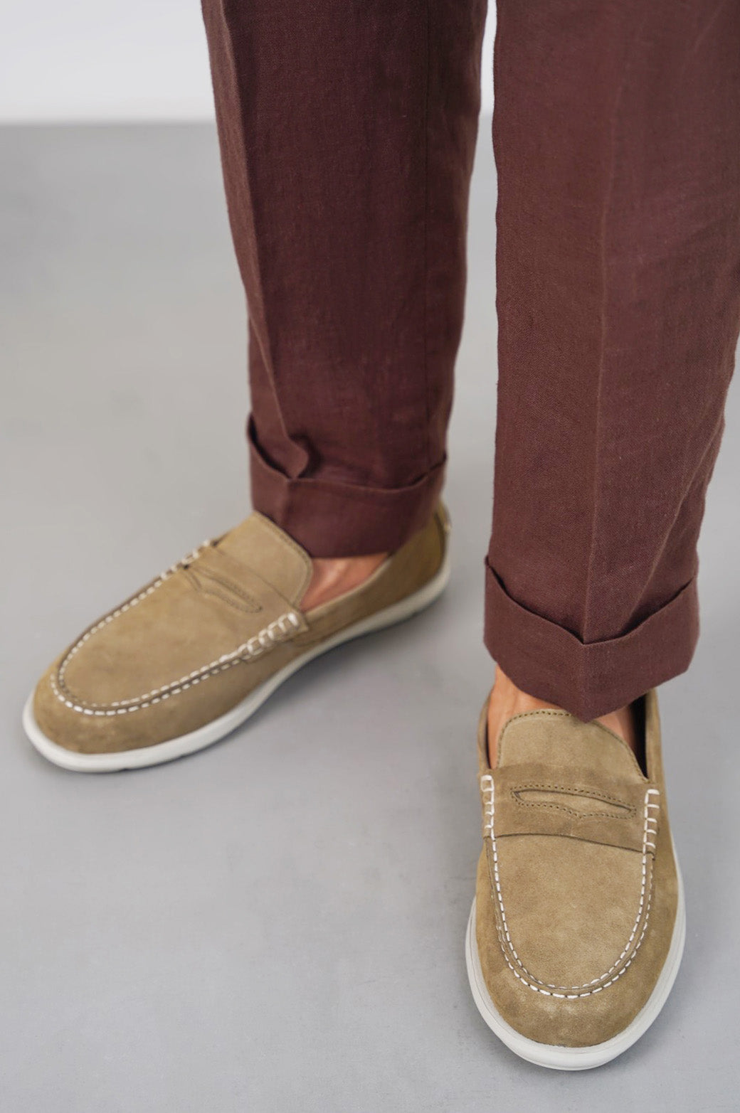 OLIVE LIGHTWEIGHT SUEDE LOAFERS