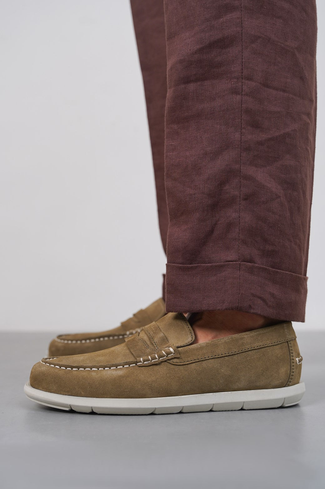OLIVE LIGHTWEIGHT SUEDE LOAFERS