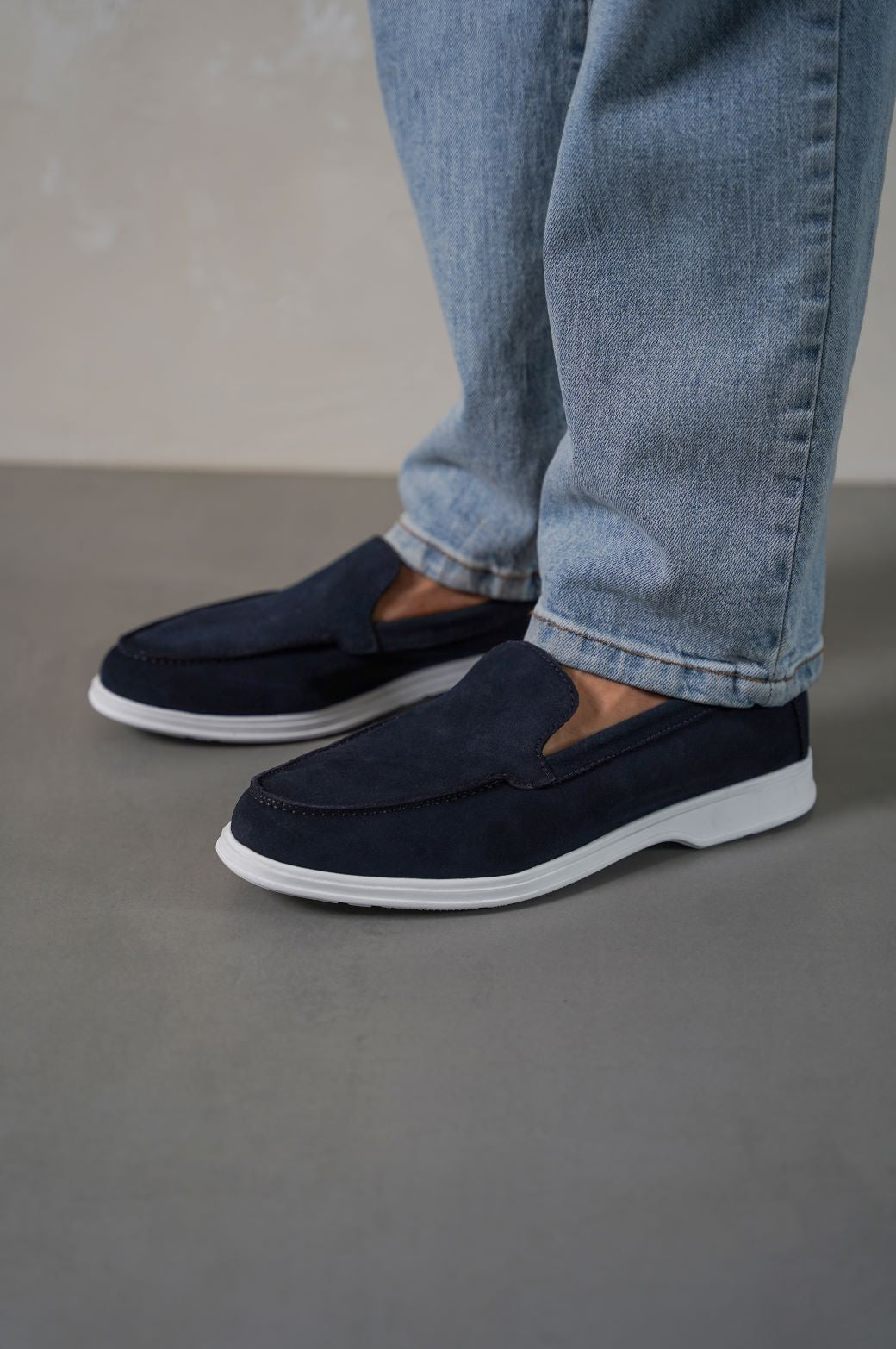 DARK NAVY CLASSIC LEATHER SLIP-ONS