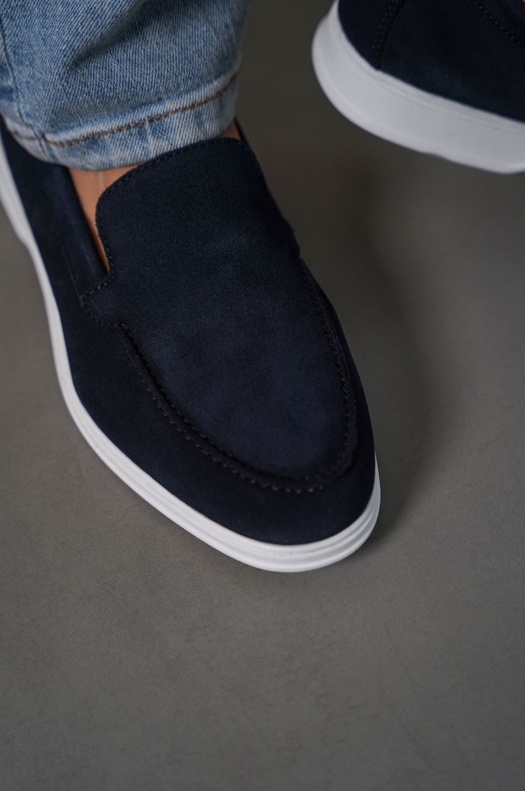 DARK NAVY CLASSIC LEATHER SLIP-ONS