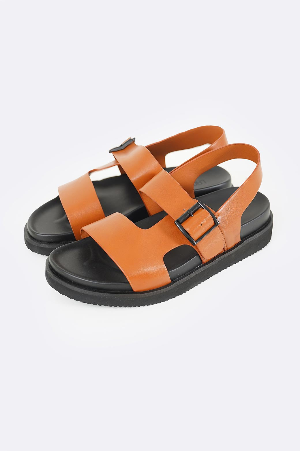 BROWN DOUBLE STRAP SANDALS