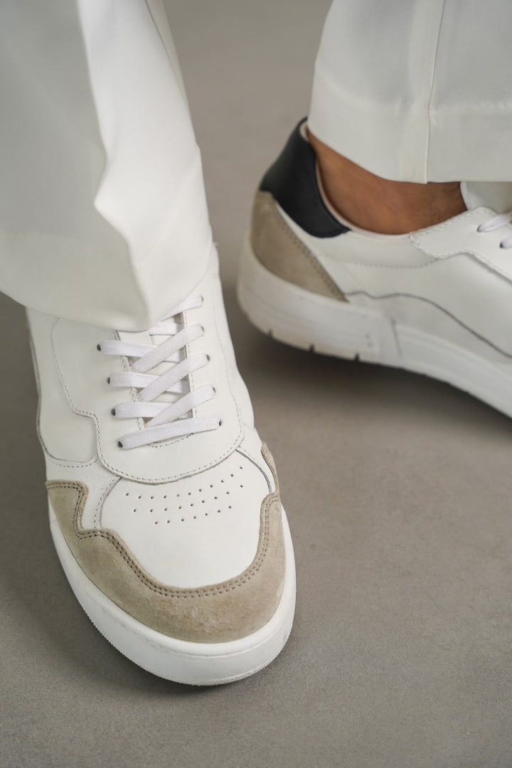 WHITE MULTI-COLORED LEATHER SNEAKERS