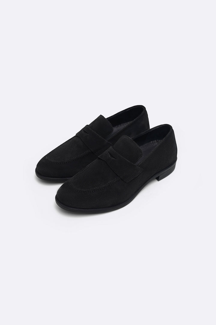 BLACK GENUINE SUEDE LOAFERS