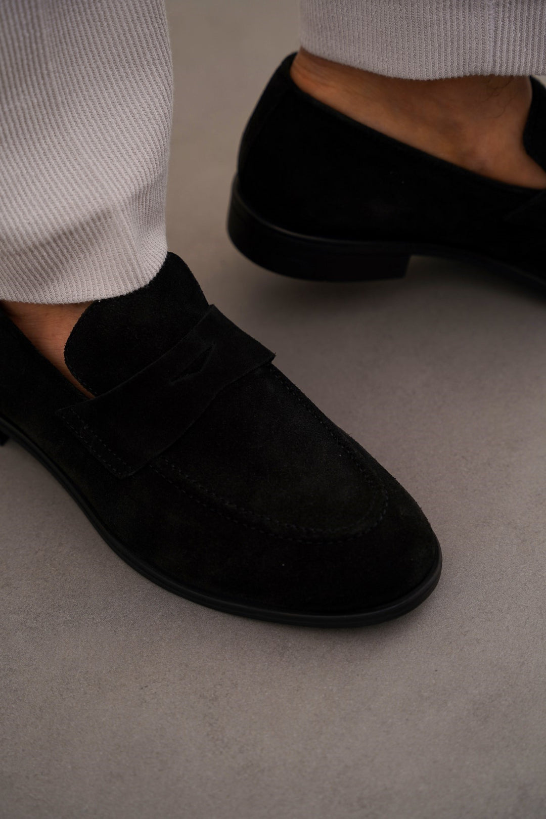 BLACK GENUINE SUEDE LOAFERS