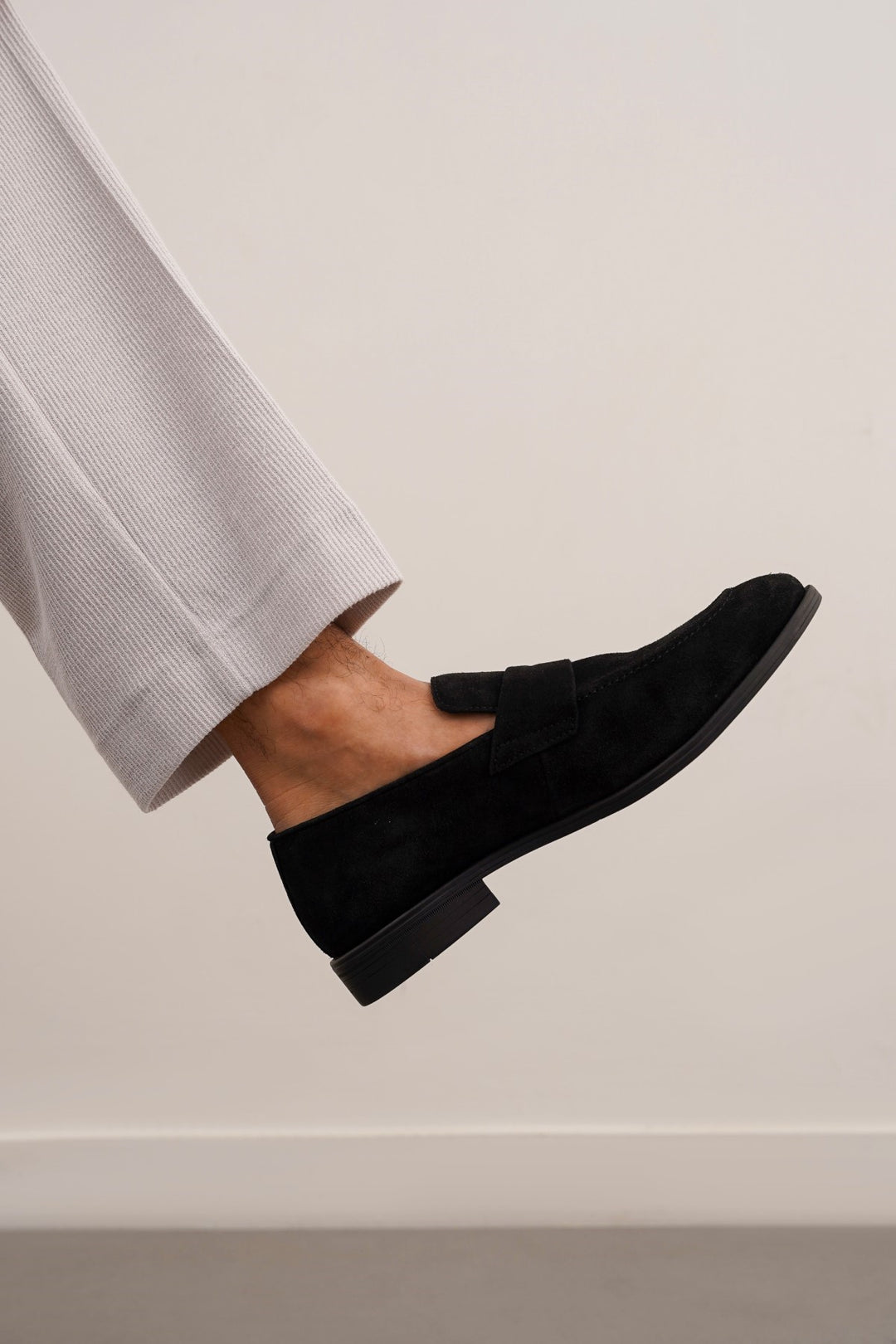 BLACK GENUINE SUEDE LOAFERS